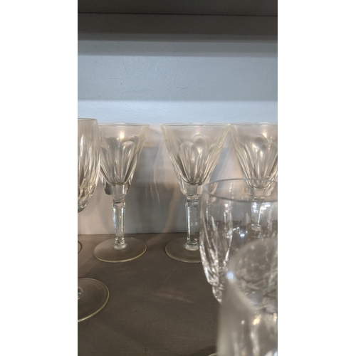 436 - Mixed Waterford crystal cut glasses to include wine and sherry glasses in the Shelia and Lismore pat... 