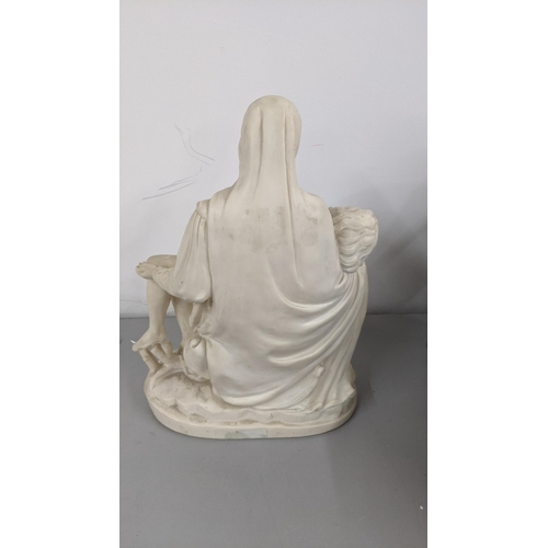 452 - A composition statue Pieta resin Our Lady of Sorrows Jesus Christ Madonna collectors sculpture, sign... 