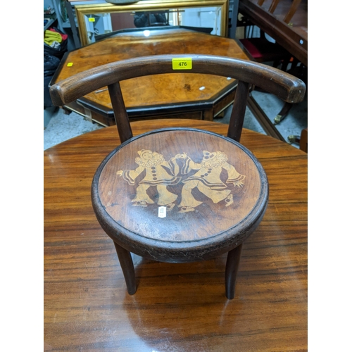 476 - A child's bentwood style chair, the seat decorated with clown's dancing
Location:G
If there is no co... 