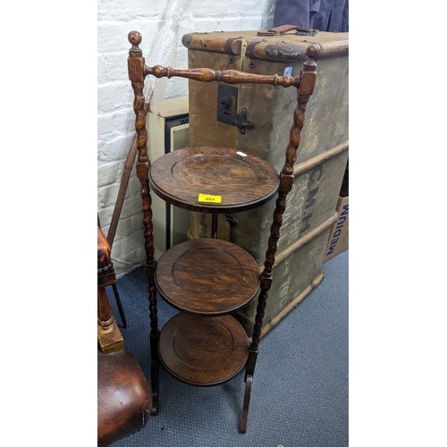 485 - A 1930s oak barley twist three tier cake stand
Location:RWM
If there is no condition report shown, p... 