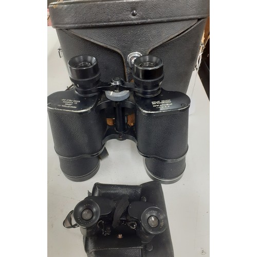 187 - A pair of vintage Pentax Asahi binoculars and case and a pair of smaller French Lemifre opera glasse... 