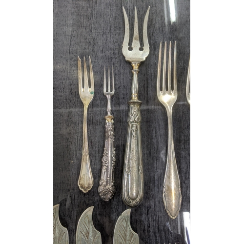 110 - 800 grade silver fish knives 140 g and WMF silver plated flatware to include 7 dinner forks and othe... 