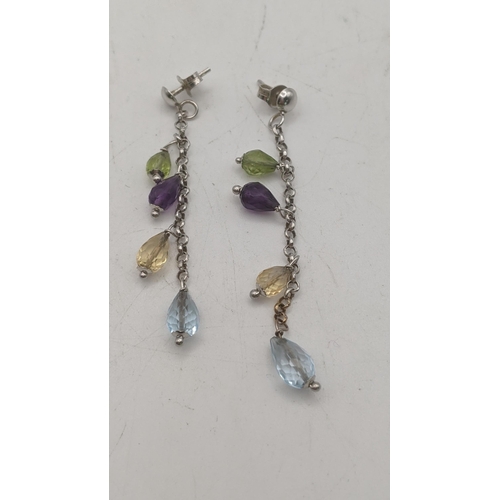 157 - A pair of 9ct yellow gold and opal earrings, together with a pair of 9ct white gold tri-coloured tas... 