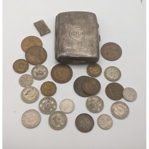 166 - A mixed lot to include an engine turned silver cigarette case inscribed with the initials CRH having... 