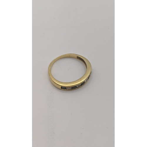 17 - A yellow gold diamond and blue sapphire ring tested as 18ct gold 
Location:RING
If there is no condi... 