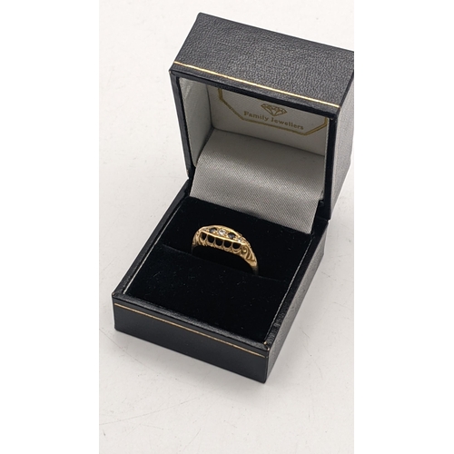 172 - A late 19th/early 20th century 18ct gold diamond and sapphire ring, 2.4g
Location:CAB7
If there is n... 