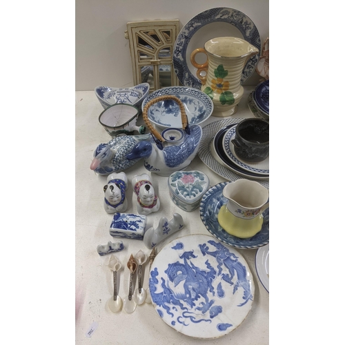 175 - Mixed ceramics and other items to include Limoges pin dish depicting oriental figures, a teapot in t... 