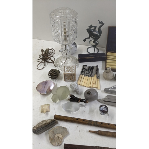 176 - A mixed lot to include box crystal cut glassware, a 19th century cranberry jug and bowl, silver plat... 