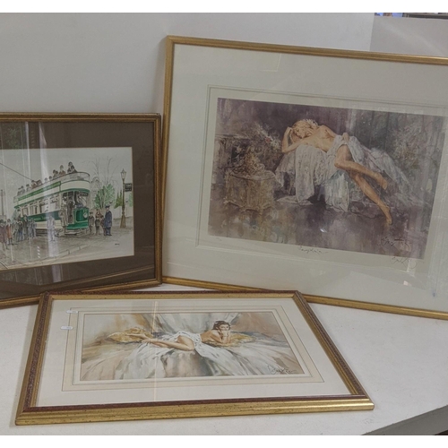 178 - Two Gordon King prints to include Christies Reclining and one other, along with an Alan Dorey waterc... 