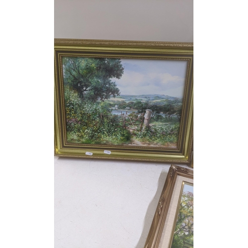 179 - Four M Childs framed oil paintings depicting country lanes, three signed to the lower left
Location:... 