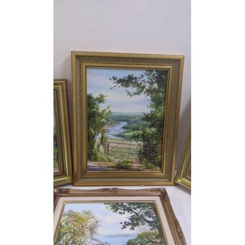 179 - Four M Childs framed oil paintings depicting country lanes, three signed to the lower left
Location:... 