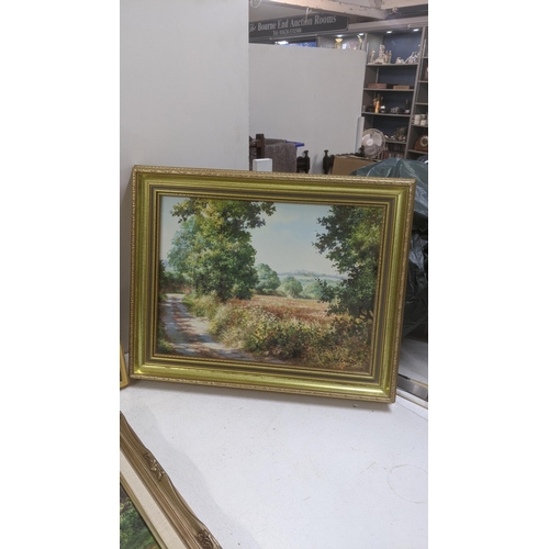 179 - Four M Childs framed oil paintings depicting country lanes, three signed to the lower left
Location:... 