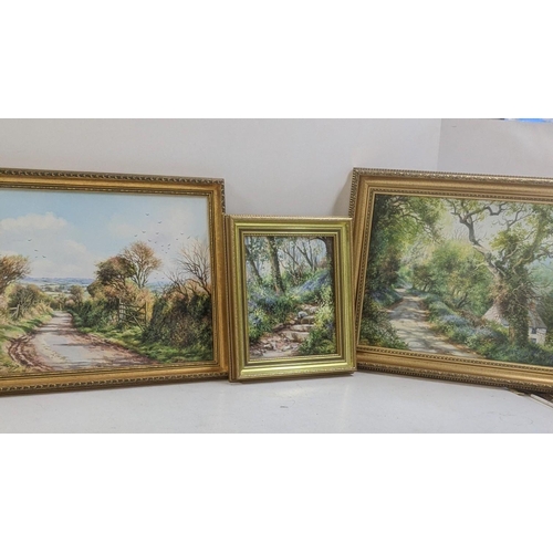 180 - Three M Childs framed oil paintings depicting country lanes, all signed to the lower left
Location:B... 