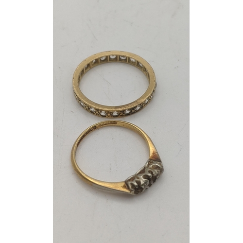 26 - Two ladies gold rings to include an 18ct gold and platinum example A/F, together with a yellow gold ... 