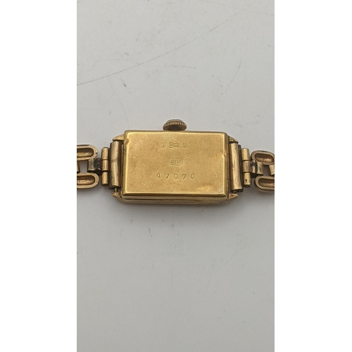 28 - An early 20th century 18ct gold ladies wristwatch on a gold plated bracelet, total weight 16.3g
Loca... 