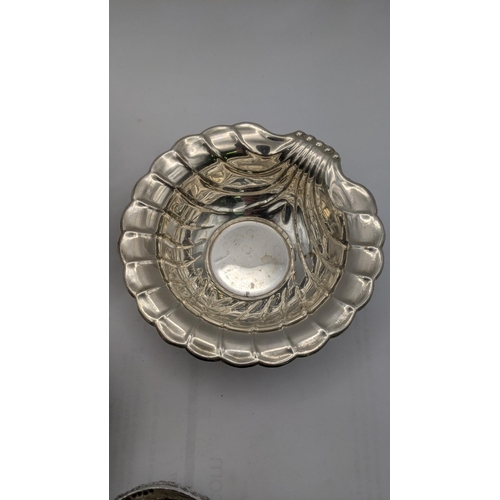 67 - Silver to include a pedestal pin dish having a pierced bowl and weighted base, hallmarked Birmingham... 