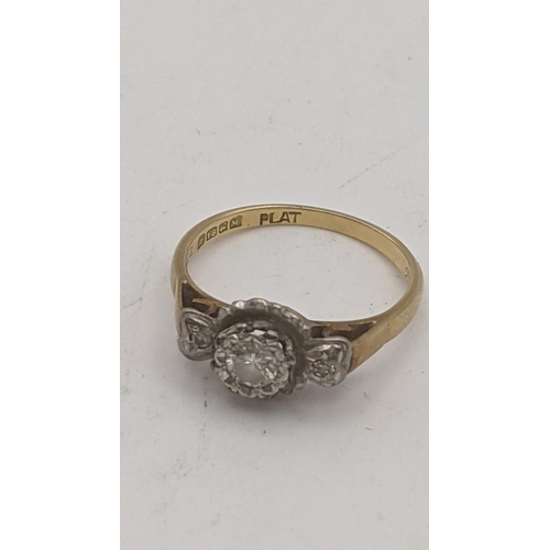 81 - An 18ct gold and platinum diamond ring 2.5g size 1½
Location:RING
if there is no condition report sh... 