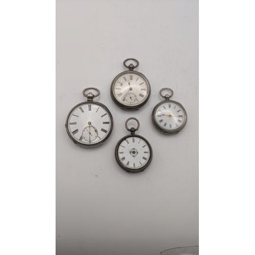 86 - Four late 19th /early 20th century silver pocket watches to include three ladies fob watches
Locatio... 