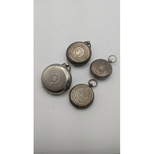 86 - Four late 19th /early 20th century silver pocket watches to include three ladies fob watches
Locatio... 