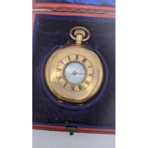 91 - Three late 19th /early 20th century pocket watches to include a silver open faced watch and  gold pl... 