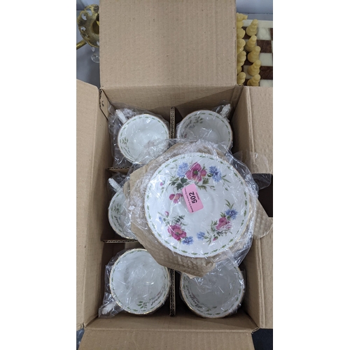 502 - Two sets of six Royal Albert August Poppy pattern teasets, boxed, unused
Location: A1B
If there is n... 