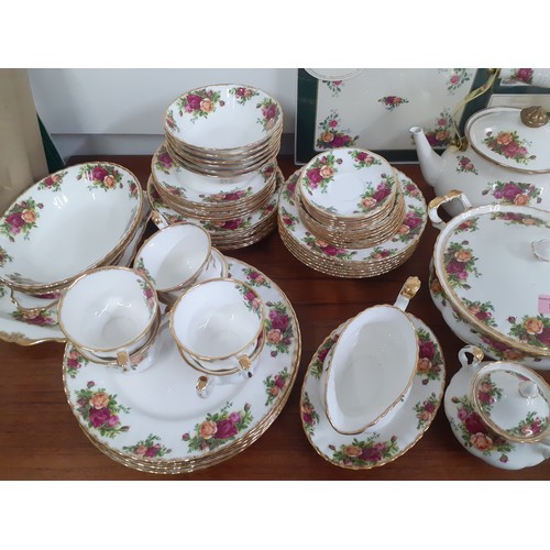 510 - A Royal Albert Old Country Roses 6 setting dinner, tea and coffee service to include a tureen with l... 