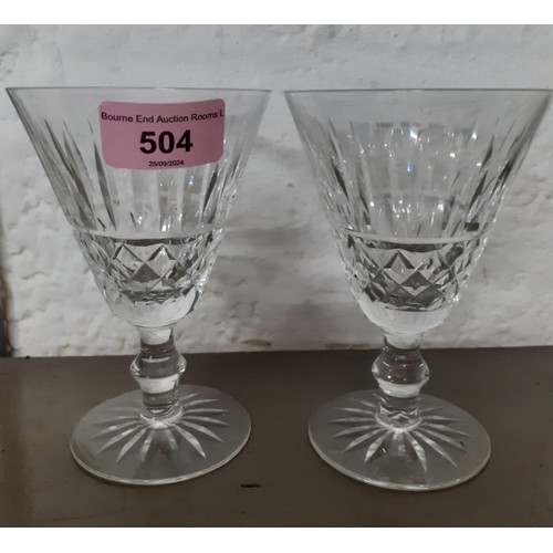 504 - A pair of Waterford 'Maeve' crystal wine glasses together with a decanter. Location:R2.2
If there is... 