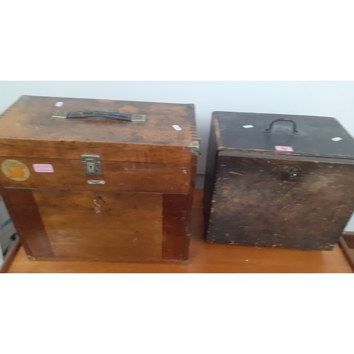 506 - An Emir wooden collectors cabinet with keys and a mid 20th Century bank of collectors drawers A/F wi... 