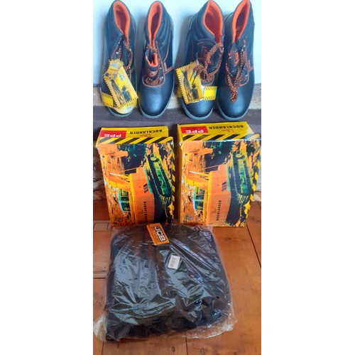 38 - Two pairs of unworn Rocklander PPE boots, size UK8 in original boxes together with an unused black J... 