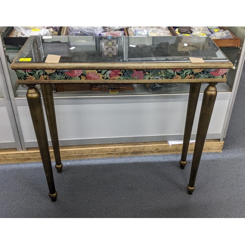 528 - A contemporary side table having floral design border and mirrored glass top, 78 x 80 and a Victoria... 