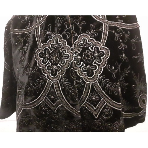 35 - A Victorian black velvet cape with embroidery and beadwork, approx 15