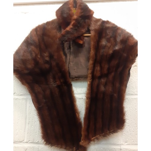 54 - Mixed 1960's-'80's ladies clothing to include 3 woollen coats, a chestnut dyed fur wrap and matched ... 