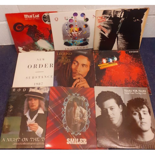 192 - A quantity of LP's and 45rpm singles, mainly 1970's-80's to include Meatloaf (cover A/F), Rod Stewar... 