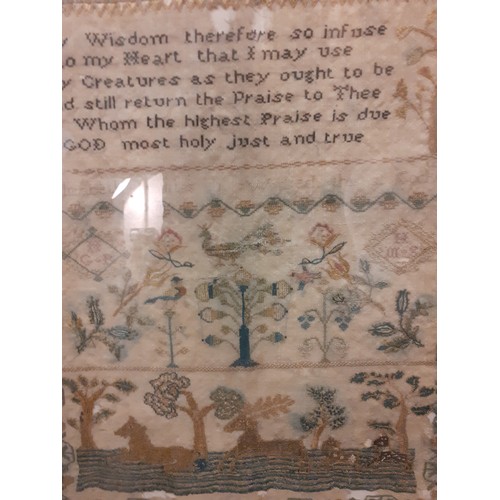 65 - A late 18th/early 19th Century fine needlework sampler A/F on muslin, undated, worked by Elizabeth H... 