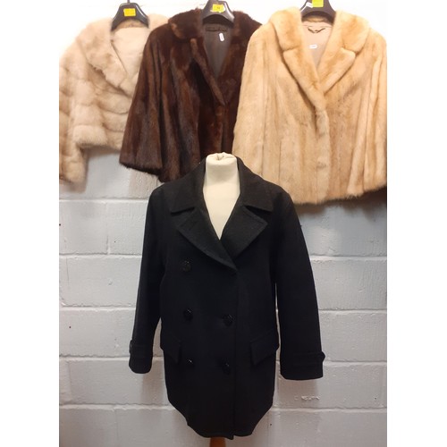 58 - Three vintage ladies fur bolero jackets comprising 2 blonde minks and a brown mink, all approx 40