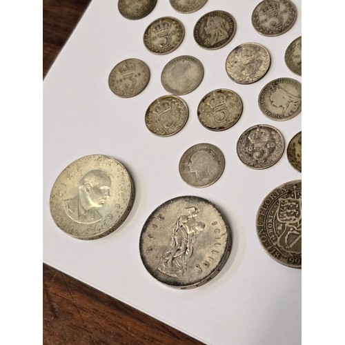 134 - Mixed Coins of interest to include a James I Sixpence A/F holed, 1792 Lancaster Halfpenny Token, Geo... 