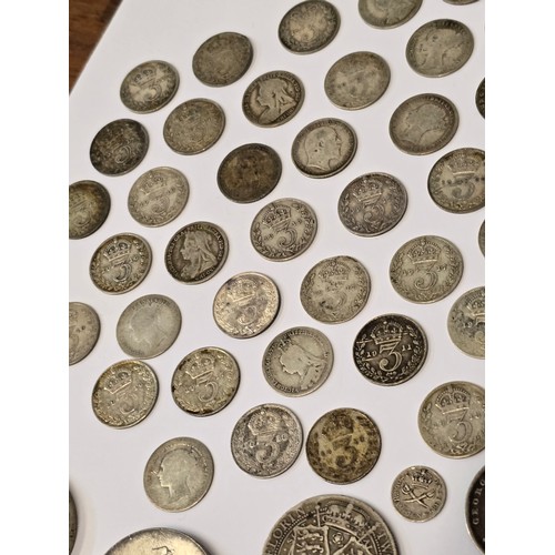 134 - Mixed Coins of interest to include a James I Sixpence A/F holed, 1792 Lancaster Halfpenny Token, Geo... 