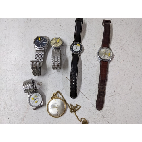 563 - Gents wristwatches to include Huntana, Seiko day date, Charley Raymond, Citron and a gold plated poc... 