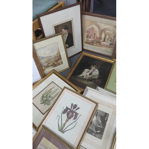 551 - A group of paintings and pictures to include a print of Florence Nightingale, engraved by H Blackman... 