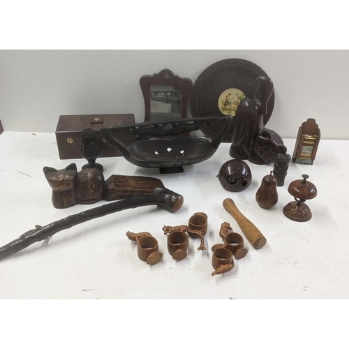 555 - Treen items to include an Irish Shillelagh and others together with a French desk bell
Location:A2B
... 