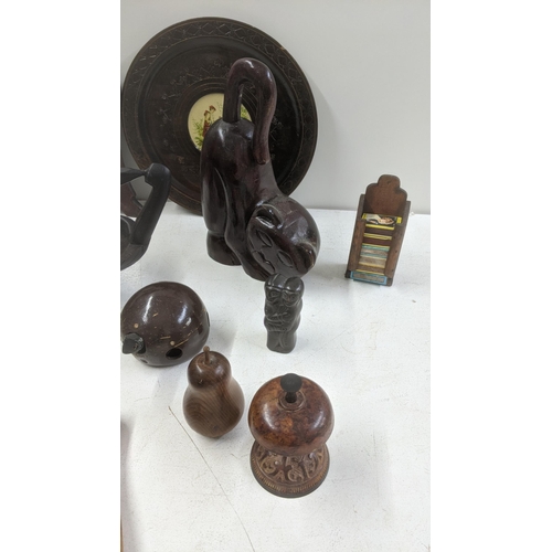 555 - Treen items to include an Irish Shillelagh and others together with a French desk bell
Location:A2B
... 