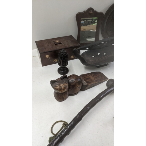 555 - Treen items to include an Irish Shillelagh and others together with a French desk bell
Location:A2B
... 