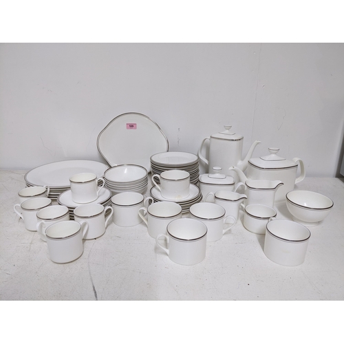 546 - A Royal Doulton Platinum Concord pattern dinner service to include dinner plates, a coffee pot, teap... 