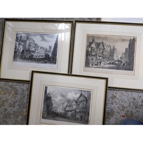 599 - A group of framed and glazed prints and engravings to include some depicting Great Marlow and Marlow... 