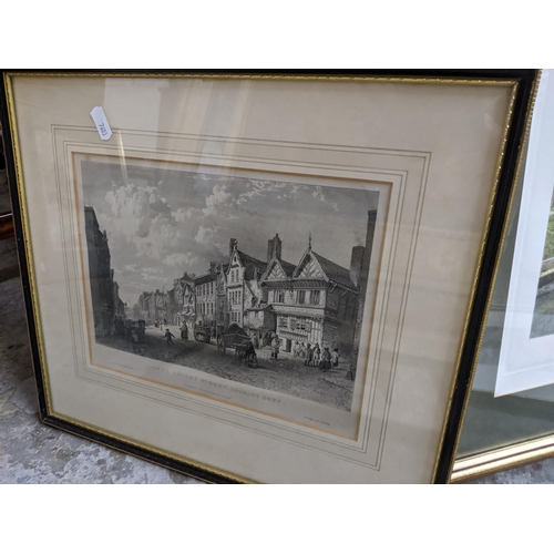 599 - A group of framed and glazed prints and engravings to include some depicting Great Marlow and Marlow... 