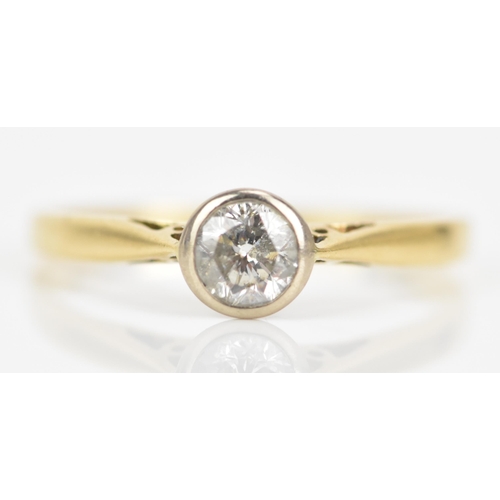 112 - An 18ct yellow gold diamond engagement ring, the brilliant cut diamond approximately 0.5ct, clarity ... 