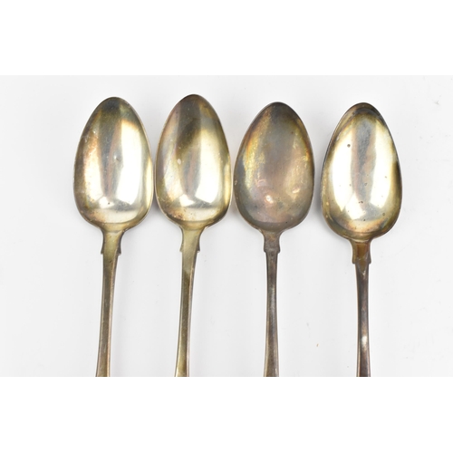 12 - Four Georgian silver table spoons, with various date marks and makers marks, each in the fiddle patt... 