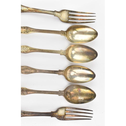 14 - A selection of 19th century silver kings pattern cutlery, with various makers marks and date letters... 