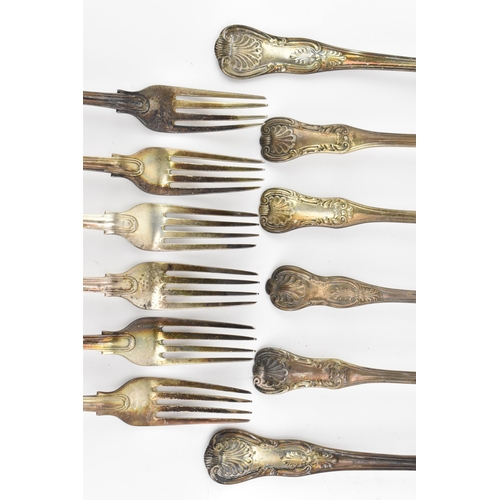 14 - A selection of 19th century silver kings pattern cutlery, with various makers marks and date letters... 