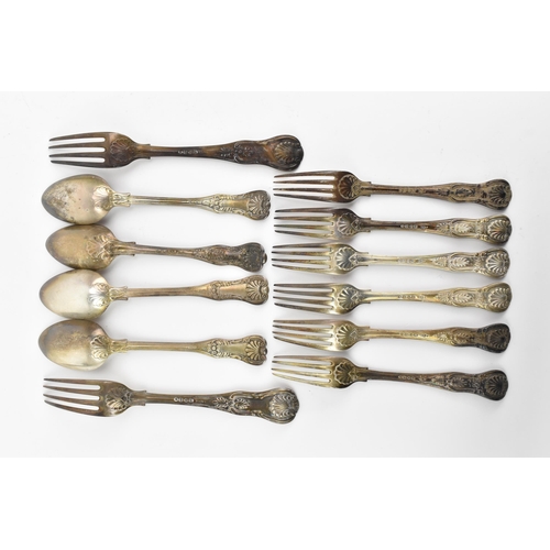 14 - A selection of 19th century silver kings pattern cutlery, with various makers marks and date letters... 